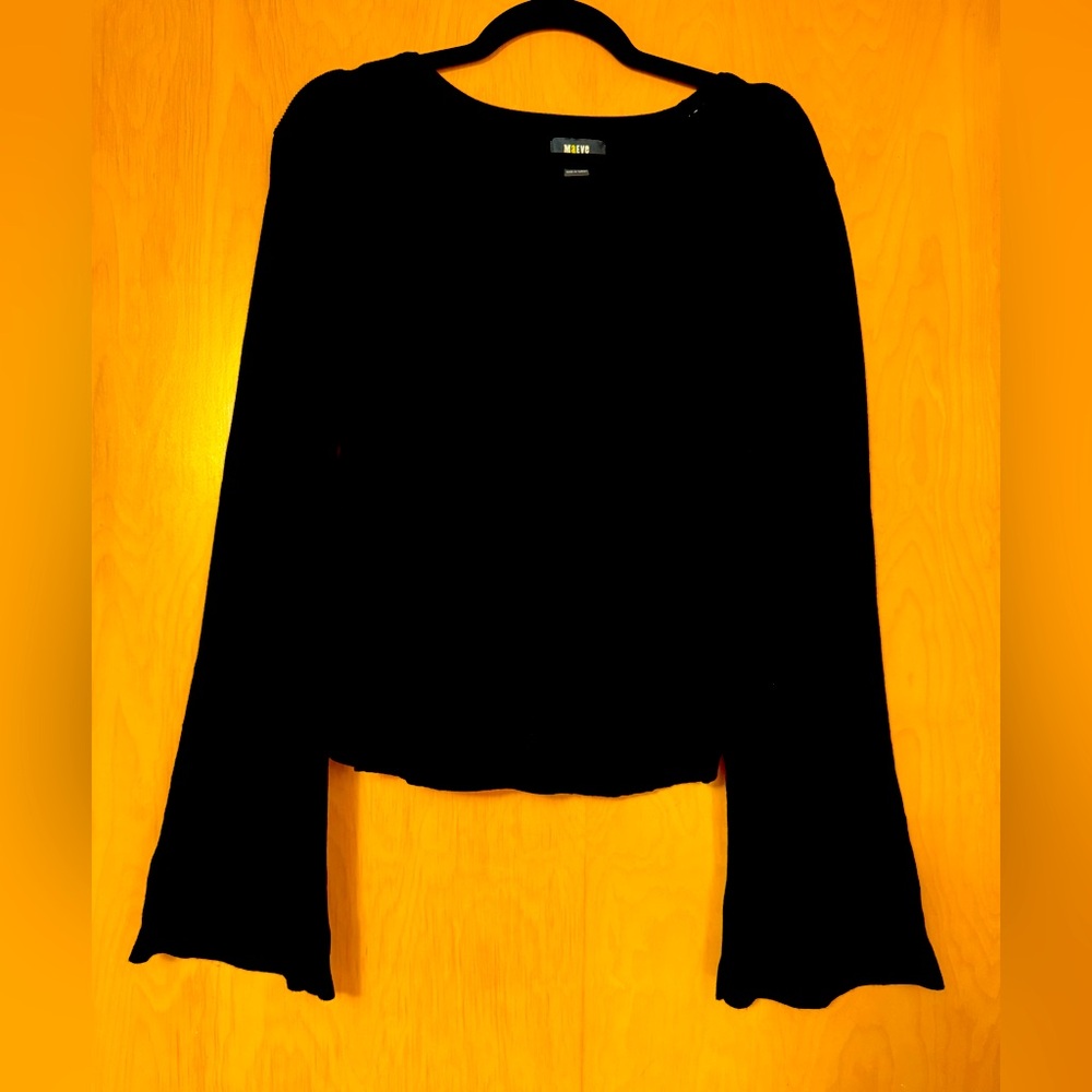Anthropologie Maeve Black Bell Sleeve Sweater